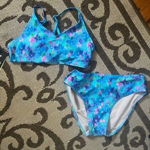 Kids Swim Set in Blue and Pink Floral